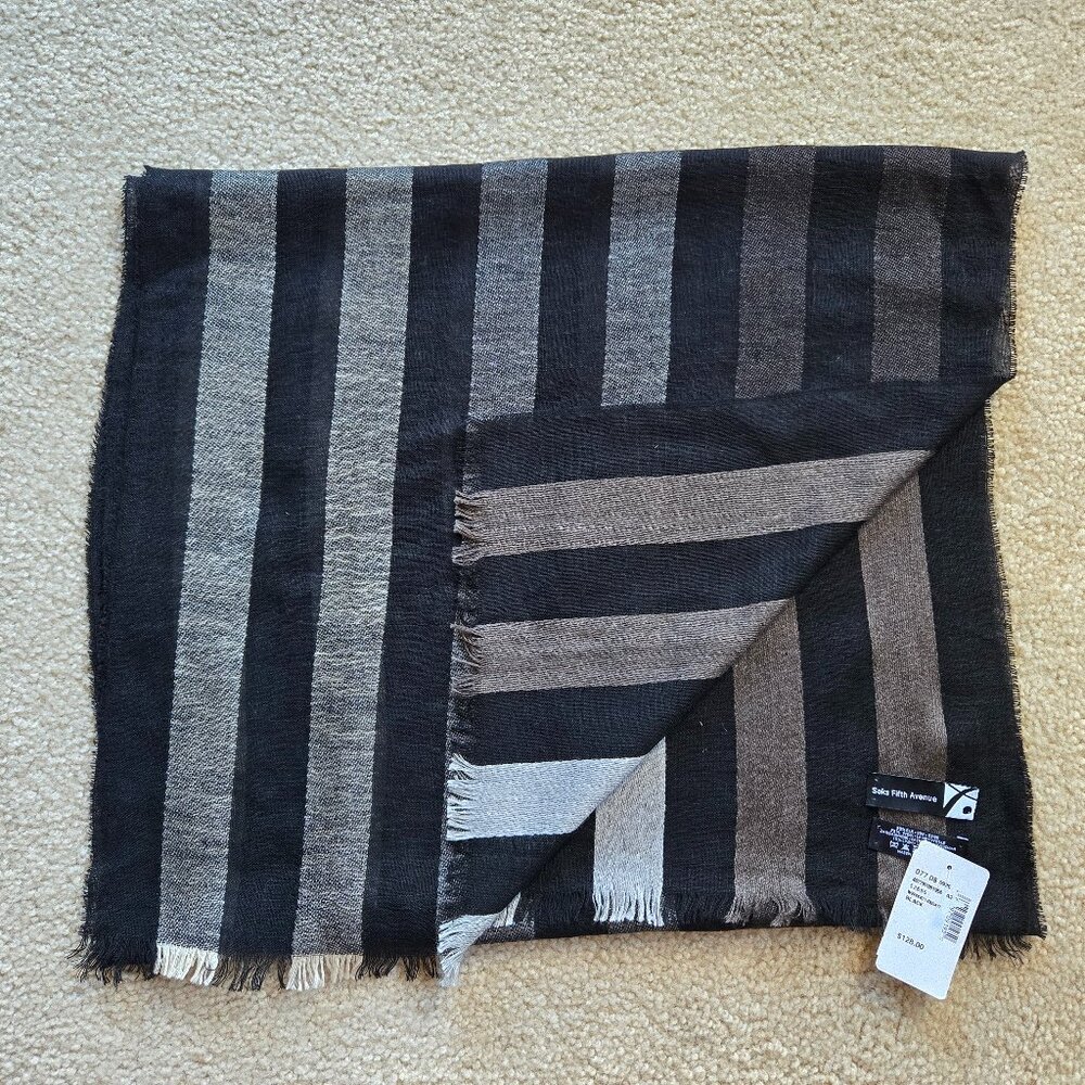NWT Saks Silk Wool Cashmere Linen Scarf